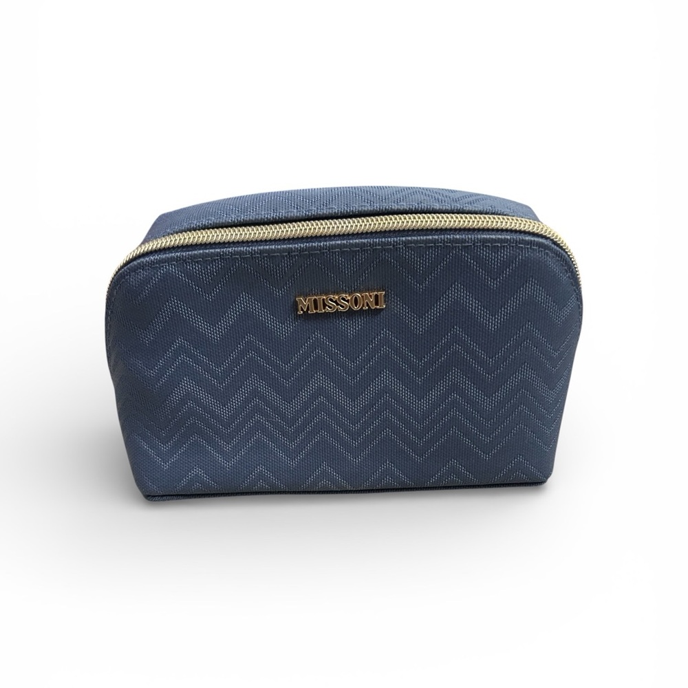 Missoni Cream and Blue Zigzag Pouch